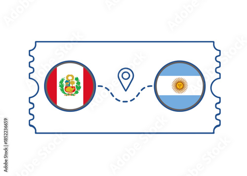 Peru – Argentina International Travel Route vector ticket
Vector ticket route between countries
