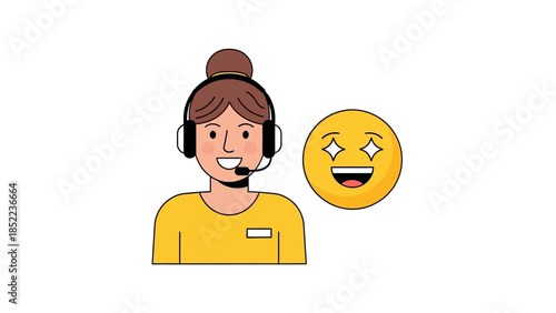 Professional customer service representative provides outstanding support, leading to a delightful client experience and positive feedback, illustrated with an amazed emoji