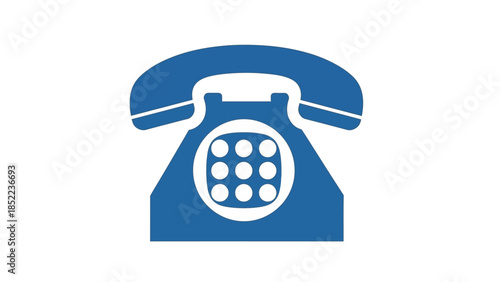 Classic Rotary Telephone Icon in Blue, a Simple Graphic Symbolizing Essential Communication, Timeless Connection, and Vintage Technology for Digital Contact Points
