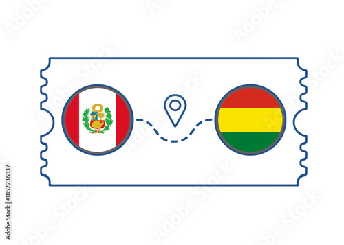 Peru – Bolivia International Travel Route vector ticket
Vector ticket route between countries