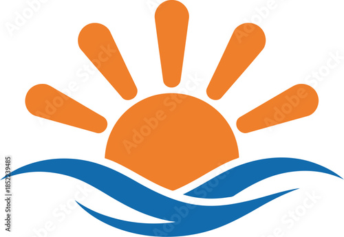 Sunrise Over The Ocean Vector Icon Logo Design