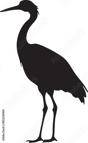 Crane Bird, Heron Silhouette Vector