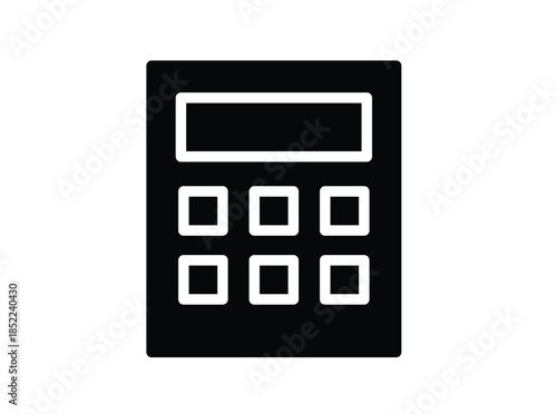 Simple Black and White Icon of a Basic Calculator on a Plain Background