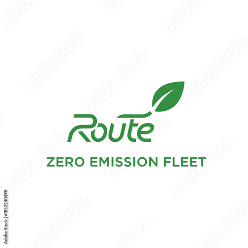 Route zero emission fleet logo with green leaf accent