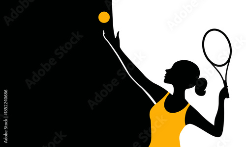 Tennis player woman powerful serve motio