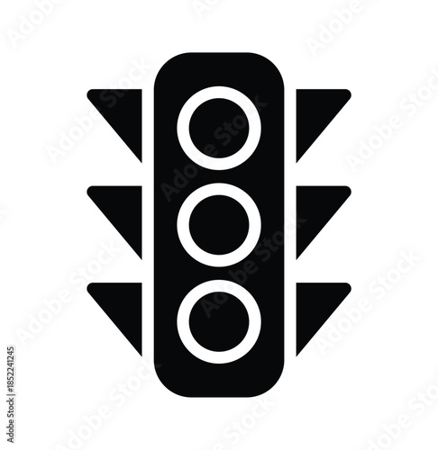 Black and White Traffic Light Icon on a Simple Background Design