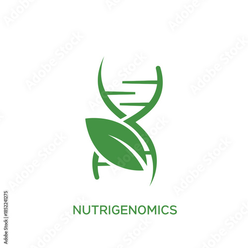 Nutrigenomics DNA helix and leaf logo design for genetic health concept