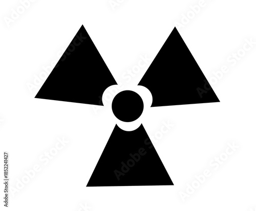 Black trefoil radiation warning symbol for global safety awareness, hazardous material signage, and nuclear protection protocols