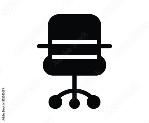Black Office Chair Icon on a White Background for Modern Workplace Design