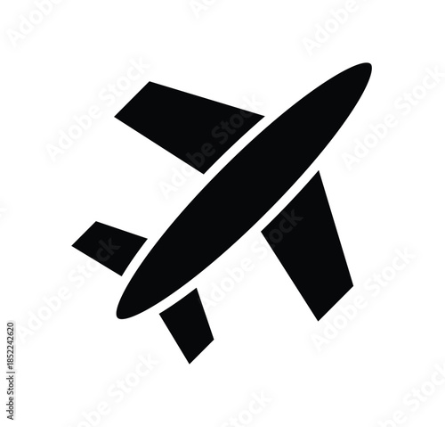 Simple Black Airplane Icon for Travel and Transportation Themes