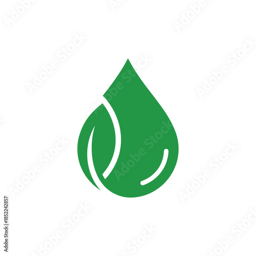 Water drop with partial leaf icon natural fresh purity liquid symbol vector