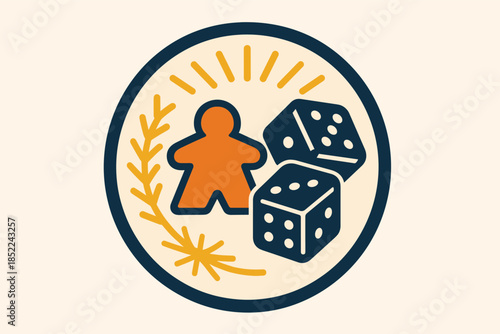 Board game icon with orange figurine and dice