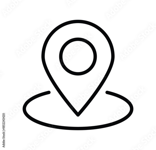 Simple Location Marker Icon with Circular Base for Maps and Navigation