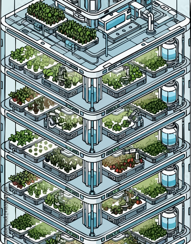 Futuristic vertical farm skyscraper concept for sustainable urban agriculture design