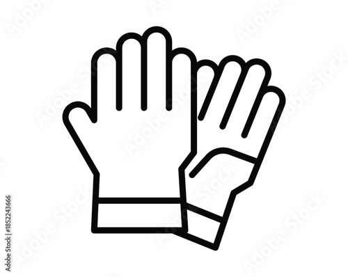Black outline of two gloves representing cleaning and protection equipment