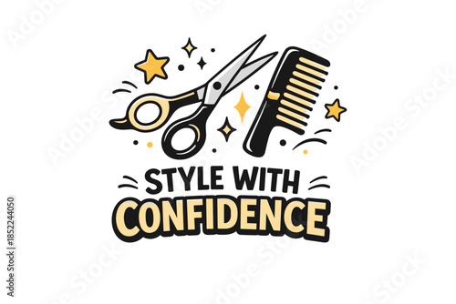 Style with confidence: scissors and comb with decorative stars