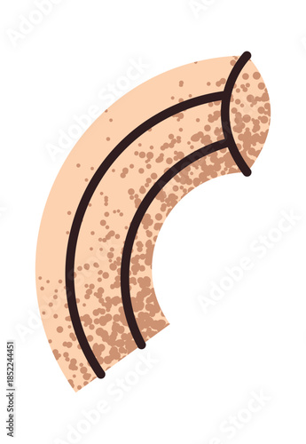 Curved macaroni element pasta sticker