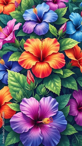 Wallpaper Mural Vibrant tropical hibiscus flowers Torontodigital.ca