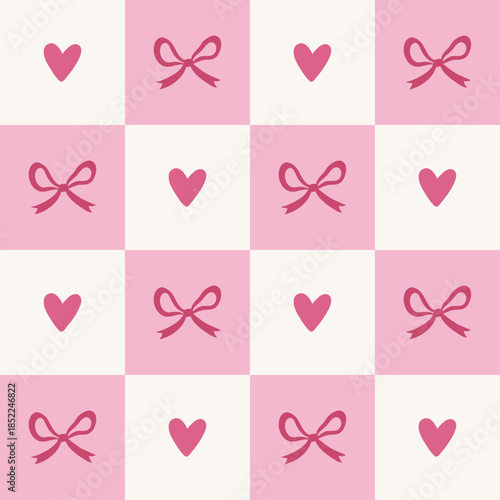 Valentine's Day mosaic pattern with hearts and bows