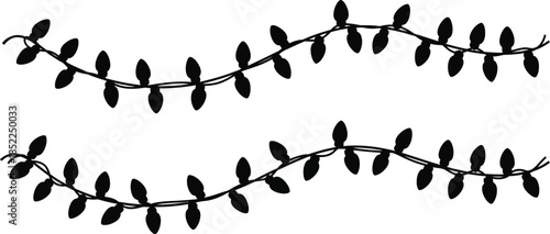 Two strings of decorative lights perfect for festive designs on transparent background silhouette