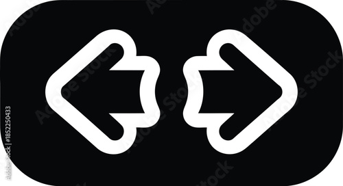 Black arrow icon with two opposing directions on transparent background silhouette