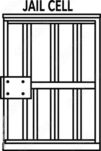 Simple jail cell door drawing black outline ideal for design on transparent background silhouette