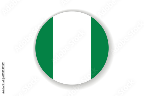 Flag of Nigeria. Nigerian national symbol in official colors. Template icon. Abstract vector background. Round glass light ball, 3D big bubble, sphere.