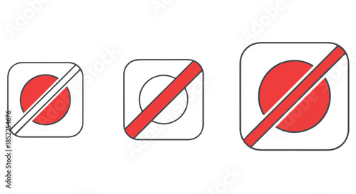 Three different sizes of the european traffic sign indicating the end of a restriction or prohibition, isolated on transparent background