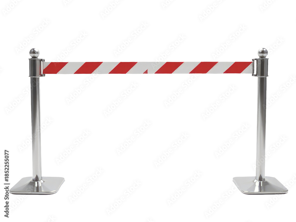 Obraz premium A simple wooden barricade painted in red and white stripes, placed against a plain white background