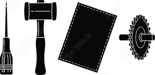 Crafting Tools Screwdriver Mallet Square And Gear