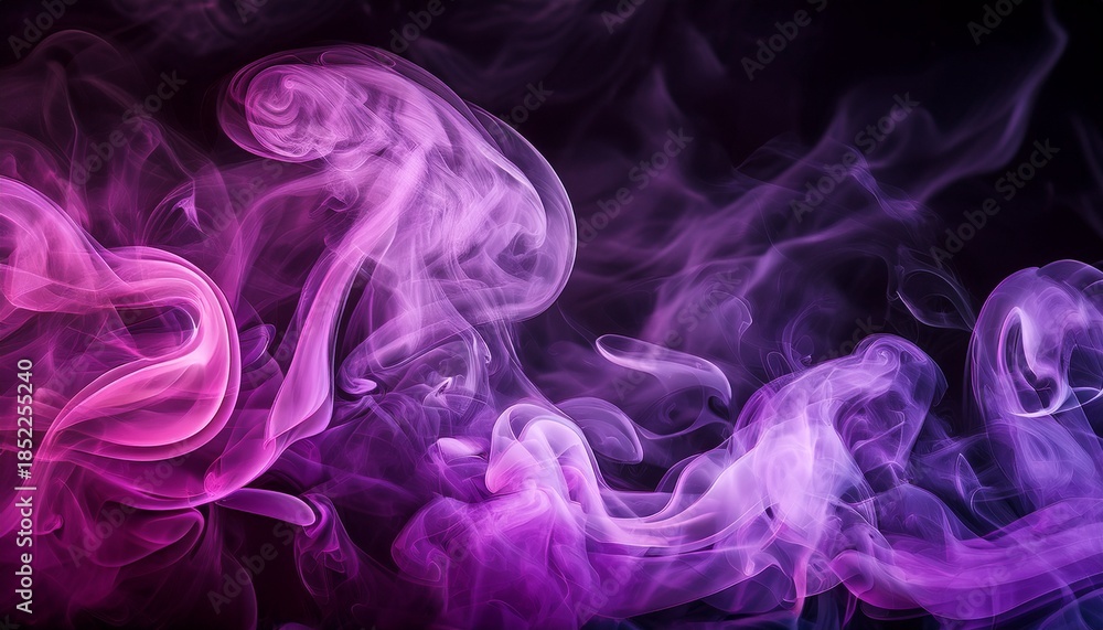 Fototapeta premium Mystical Purple Smoke On Dark Background Abstract Image Of Vibrant Purple And Pink Smoke Swirling Over A Dark Surface Suggesting Mystery Or Magic