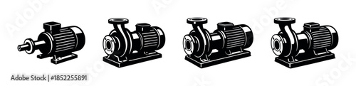 Industrial pump vector illustration, mechanical components in flat vector style