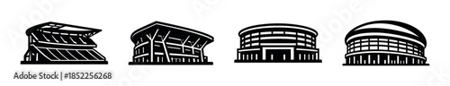 Modern stadium and arena collection, flat vector illustration of sports venues