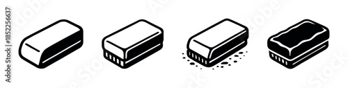 Eraser collection, flat vector illustration, office supplies, stationery