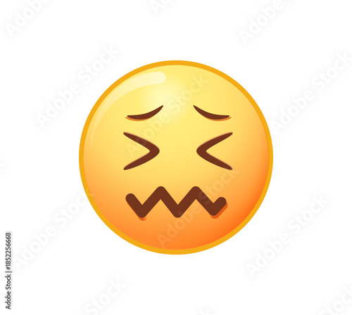 Sad face emoji distraught vector illustration. Confounded face emoji icon. Sad, popular element representing confusion