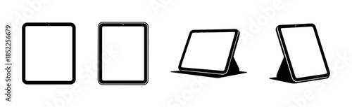 Tablet frame and case, flat vector illustration, digital device, blank screen
