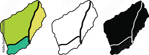 Colored and black and white outline maps of New Caledonia