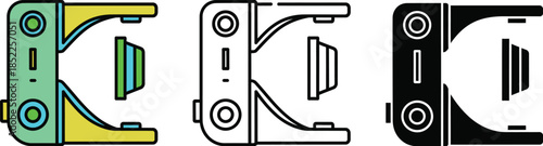 Colorful and monochrome bus interior seating arrangements with passengers