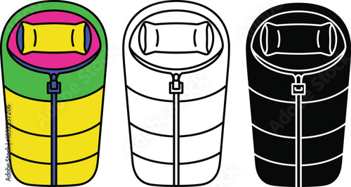 Colorful and monochrome cylindrical containers with zippers and contents