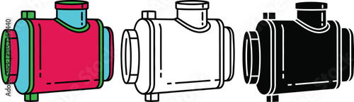 Colorful and monochrome industrial pipe elbow fittings in