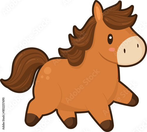 Cute Cartoon Horse Trotting Character