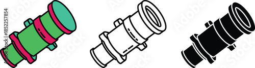 Colorful and monochrome telescope in a row astronomy optical instrument