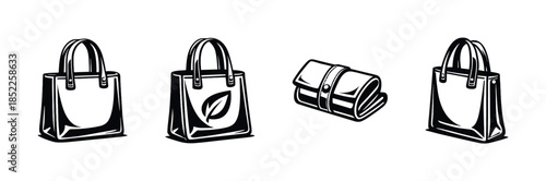 Bags icons, shopping bags flat vector illustration