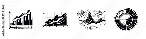 Business analytics diagrams, vector illustration, charts, graphs, flat vector style