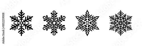 Snowflakes icons, flat vector illustration, winter symbols