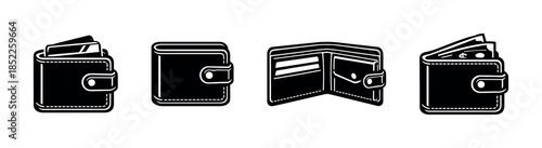 Wallet vector illustration, flat vector style cash, money, finance symbols