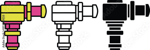 Three Colorful Camera Lenses with Different Colors and yellow pink