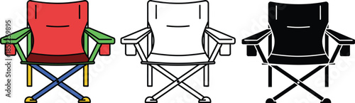 Three colorful camping chairs with different colors and outdoor chairs folding chairs