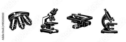 Microscope elements, flat vector illustration with Microscope scientific elements