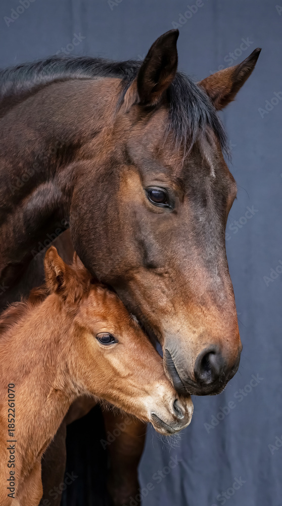 Fototapeta premium Affectionate moment between horse and foal 